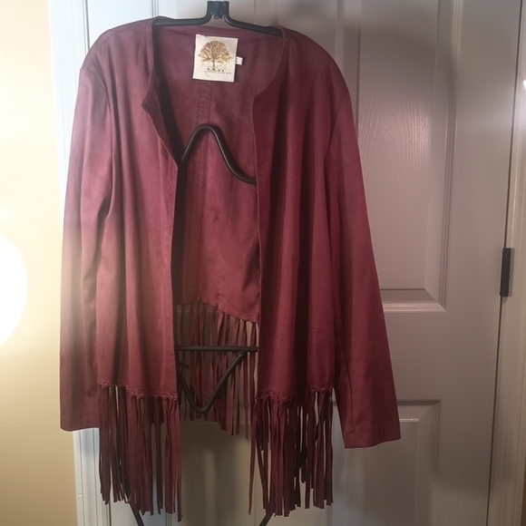 Used Like New Fringed Faux Suede Blazer Large - Picture 1 of 8